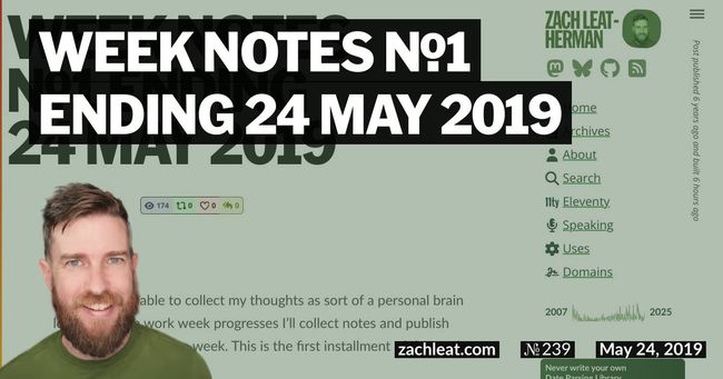 Week Notes №1 ending 24 May 2019