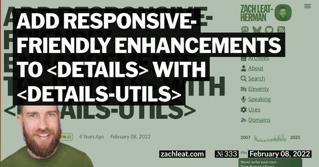 Add Responsive-Friendly Enhancements to `details` with `details-utils`