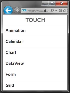 DHTMLx Touch in IE9
