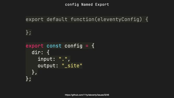 export const config = { dir: { input: '.', output: '_site' } }