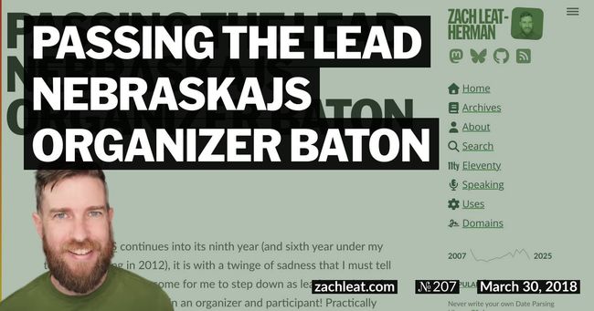 Passing the Lead NebraskaJS Organizer Baton