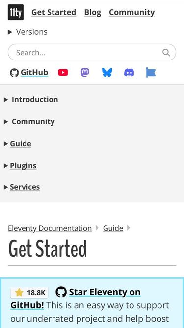 Screenshot of 11ty.dev