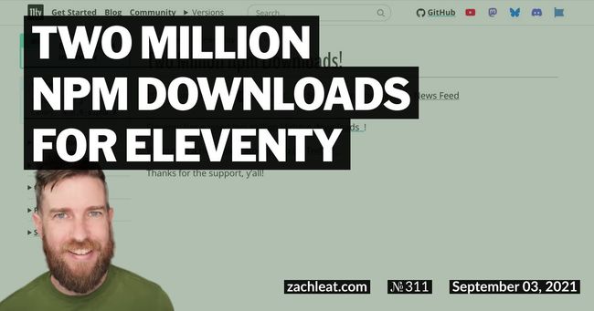 Two Million npm Downloads for Eleventy