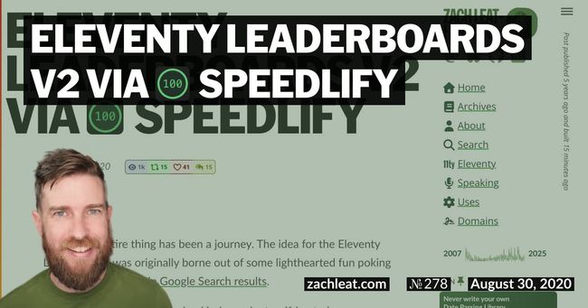 Eleventy Leaderboards v2 via Speedlify