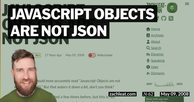 Javascript Objects are NOT JSON