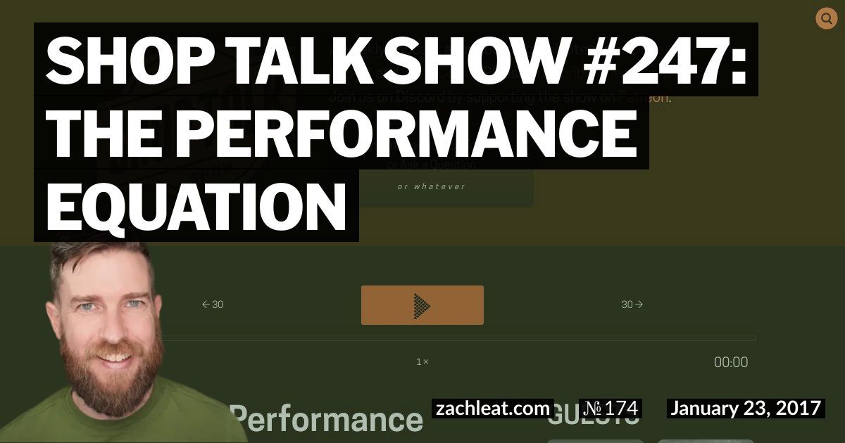 Shop Talk Show #247: The Performance Equation