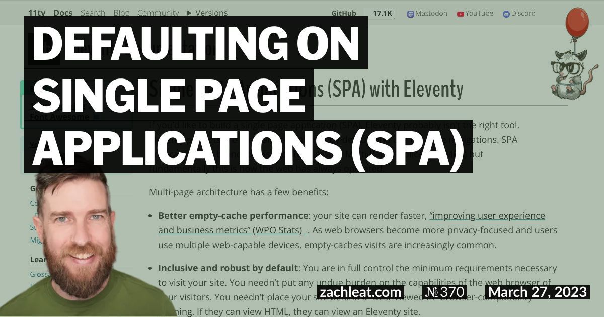 Defaulting on Single Page Applications (SPA)